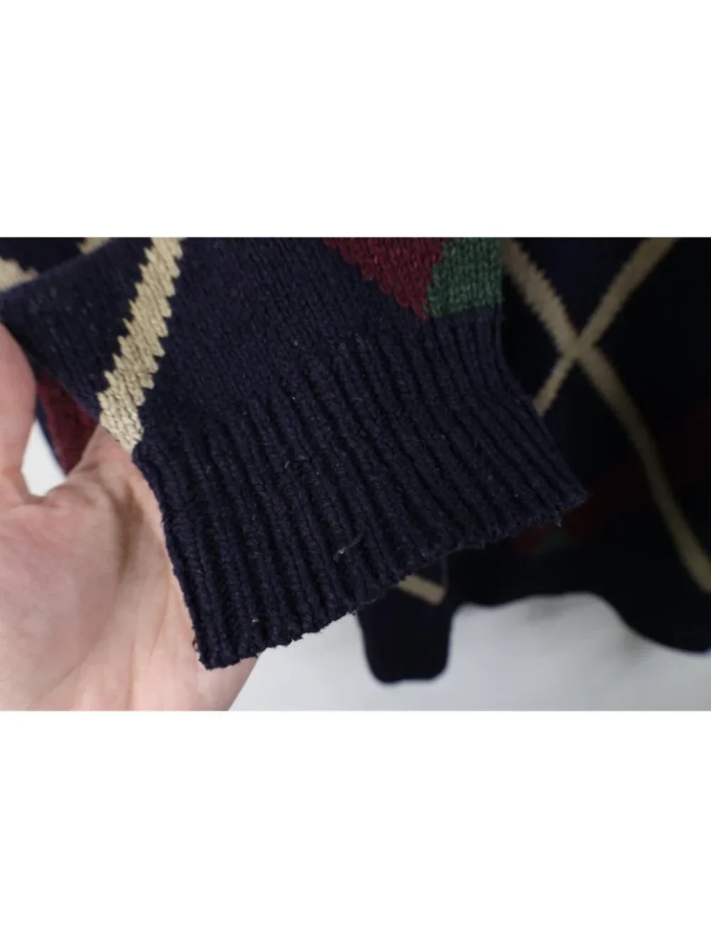 Vintage 90s Streetwear Mens XL Silk Blend Knit Argyle Diamond Crewneck Sweater